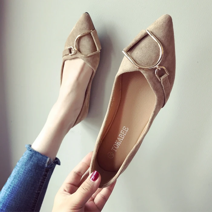 Flat Shoes Women's New Fashion Summer Autumn New Suede Surface Shallow Mouth Pointed Toe Large Size Women's Shoes 2