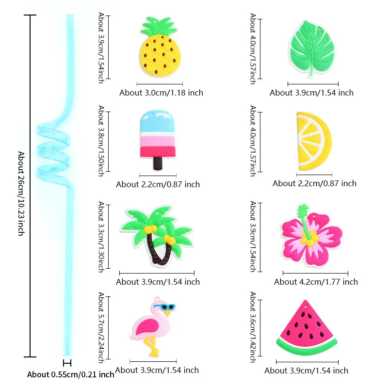 Rainforest-Themed Reusable Straws - 8-Pack for Parties and Events