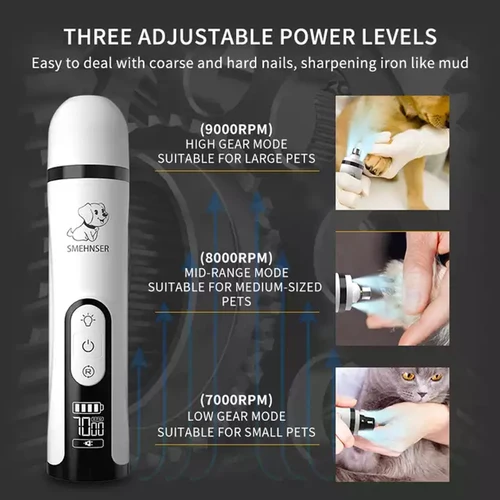 LED 라이트와 전기 애완 동물 손톱 그라인더, 고양이 개 손톱 가위 USB 충전식 발 손톱 커터 애완 동물 미용 트리머 용품 4