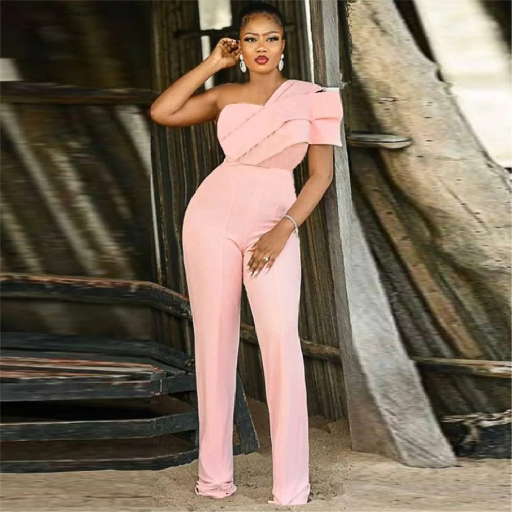 Buy Pink Crepe Plain One Shoulder Viva Sunshine Jumpsuit For Women by  B'Infinite Online at Aza Fashions.