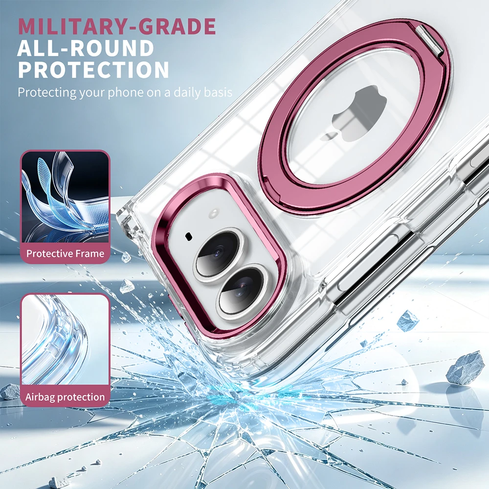Premium Transparent MagSafe Phone Case with Rotating Magnetic Holder