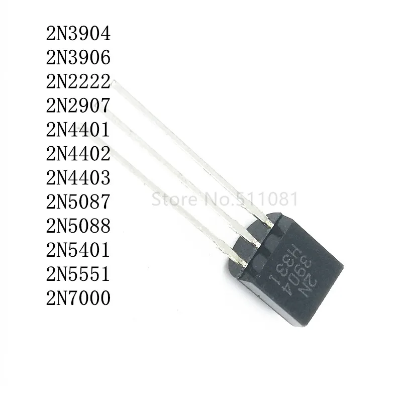 100PCS 2N3904 TO-92 2N2222 2N2907 2N3906 2N4401 2N4403 2N5088 2N5089 2N5551 2N5401 2N7000 2N5087 2N4402 NPN Transistor