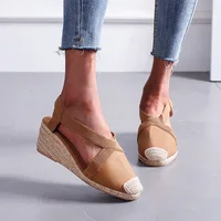 Sandales d'été pour femmes 2024 paille tressée talons compensés Espadrilles sandales grande taille femme chaussures femme gladiateur Slingback chaussures 4