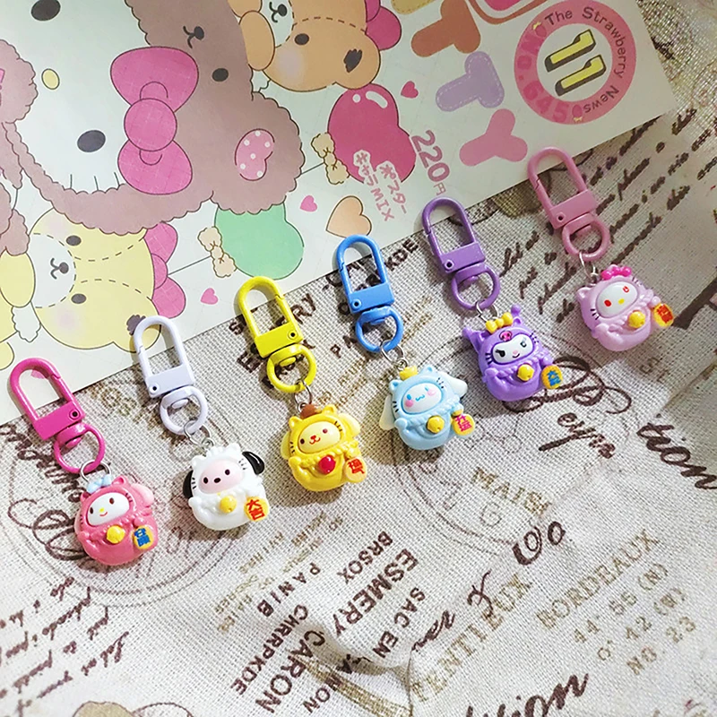 

Новогодний брелок для ключей Lucky Cat Sanrio Kuromi Cinnamoroll сумка Подвеска рюкзак Мелодия аксессуары Hello Kitty игрушка женский подарок