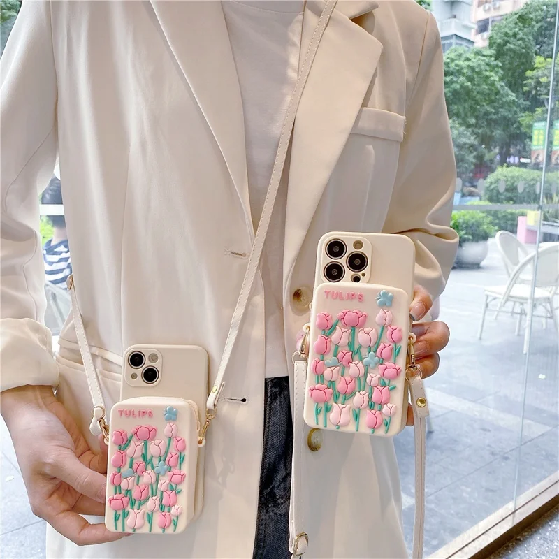 

Flower Zipper Wallet Holder Case For Realme C2 C15 C20 C20A C21Y C25Y C25S C25 C3 C30 C30S C31 C33 C35 C3i Cover With Strap