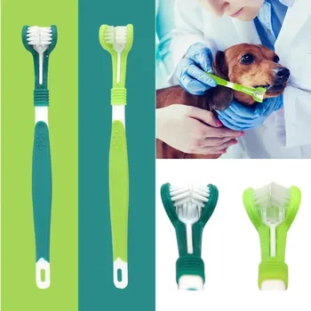 3-Sided Pet Toothbrush Dog Plastic Toothbrush Removing  Tartar Cleaning Mouth Pet  Care Cat Cleaning Mouth