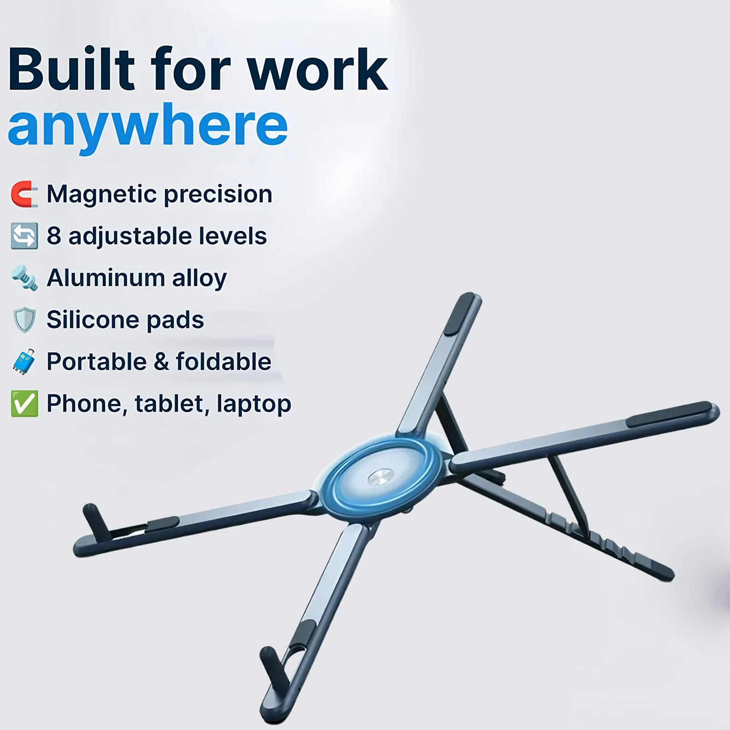 2-in-1 휴대폰 거치대, 책상용 노트북 거치대, 360도 회전 가능한 태블릿 암 마운트 °   회전식 알루미늄 노트북 트레이, 접이식 컴퓨터 스탠드