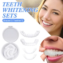 

2 Pair Teeth Veneers Whitening Dentures Imitation Braces Temporary False Teeth Cover Perfect Smile Comfortable Fit Denture Kit