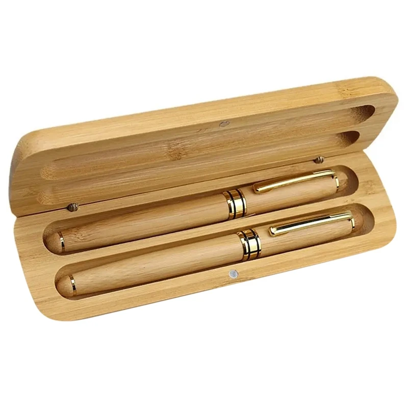 

Bamboo Wooden Stationery Students Business Office Ballpoint Pen And Gift Box Elegant Fancy Nice Pens Set Kit Gift Pen Set Kit