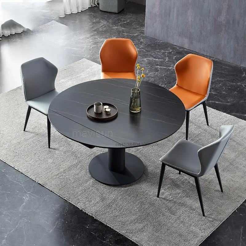 

Italian Imported Rock Slab Dining Set Rotating Retractable Round Table Household Small Apartment Multifunctional Kitchen Table