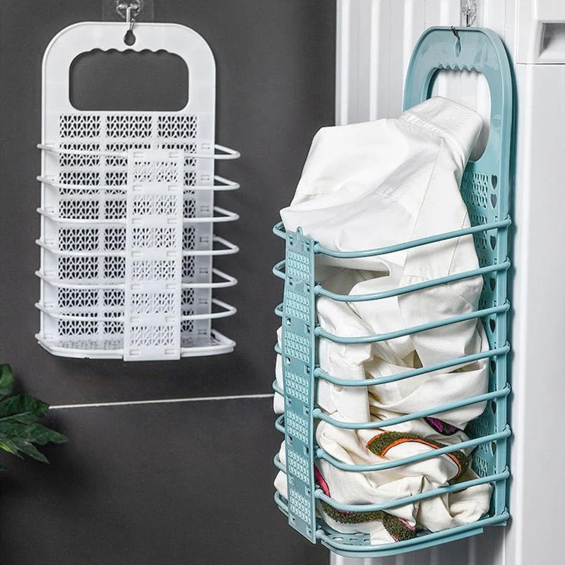 Laundry Basket Foldable Bathroom Wall-mounted Dirty Clothes Storage Household Laundry Bag Bathroom Organizer
