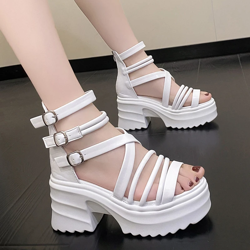 

Women's Fashion Ankle Strap Wedges Sandals Platform Chunky Heel Sandals for Women 2023 Summer Thick Bottom Gladiator Shoes Woman