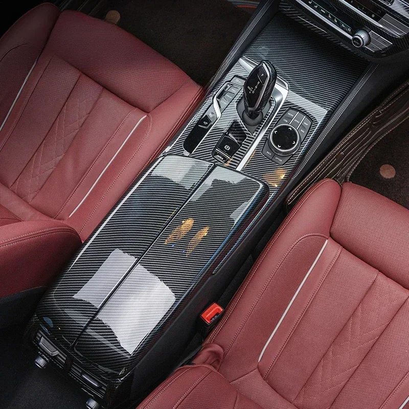 BMW 5 시리즈 G30 G38 2018-2023 카본 파이버 센터 콘솔 대시보드 패널 커버 트림 스티커 인테리어 튜닝 액세서리
