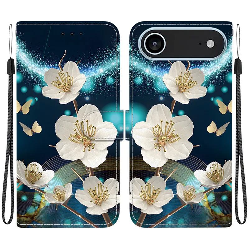 Elegant Colored Flower Wallet Phone Case - Magnetic Flip Leather Cover with Cute 3D Pattern