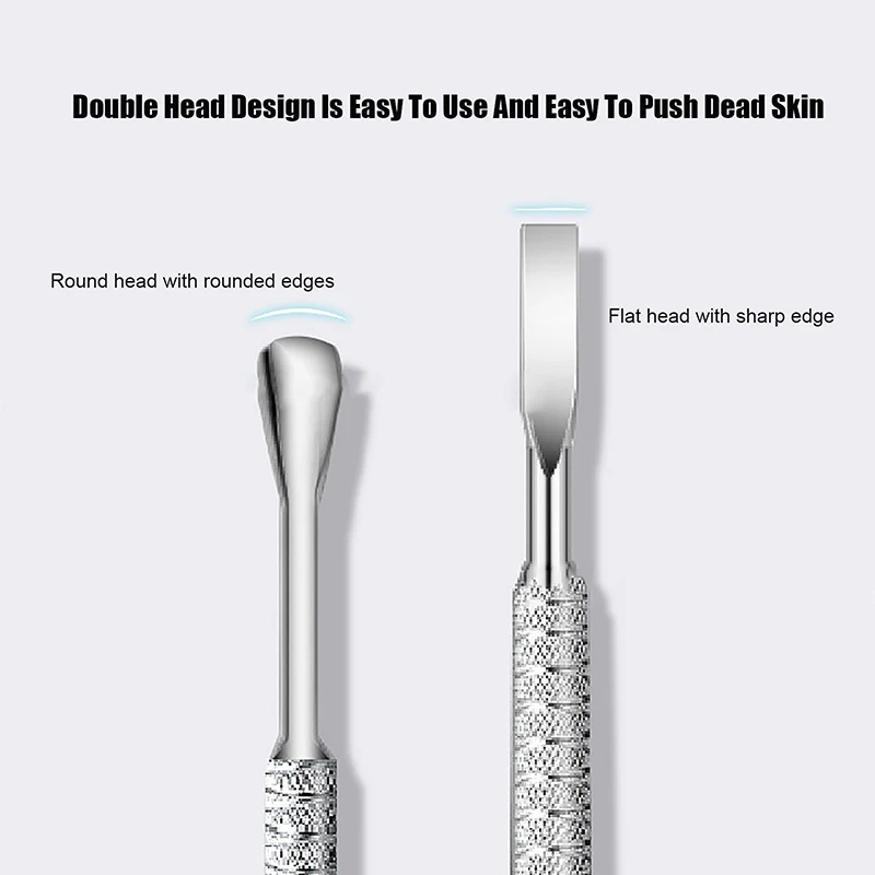 1PCS Stainless Steel Double-ended Cuticle Pusher Nail Dead Skin Push Remover For Pedicure Manicure Nail Art Cleaner Care Tool