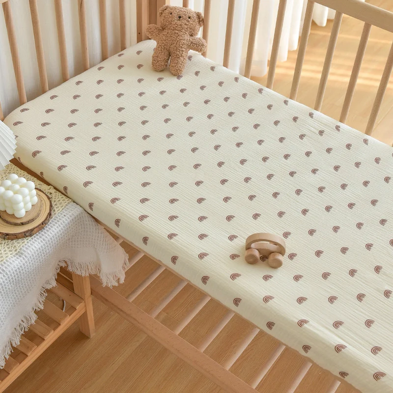 면 거즈 용 피티드 시트 60x120/70x130CM 프린트 매트리스 커버 침대보 용 침대 시트 어린이 침구 세트