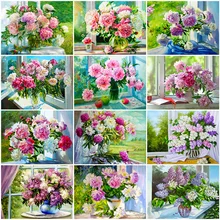 

EverShine New Arrival Diamond Painting Peony Flower DIY Cross Stitch Diamond Embroidery Window Rhinestone Mosaic Handicraft