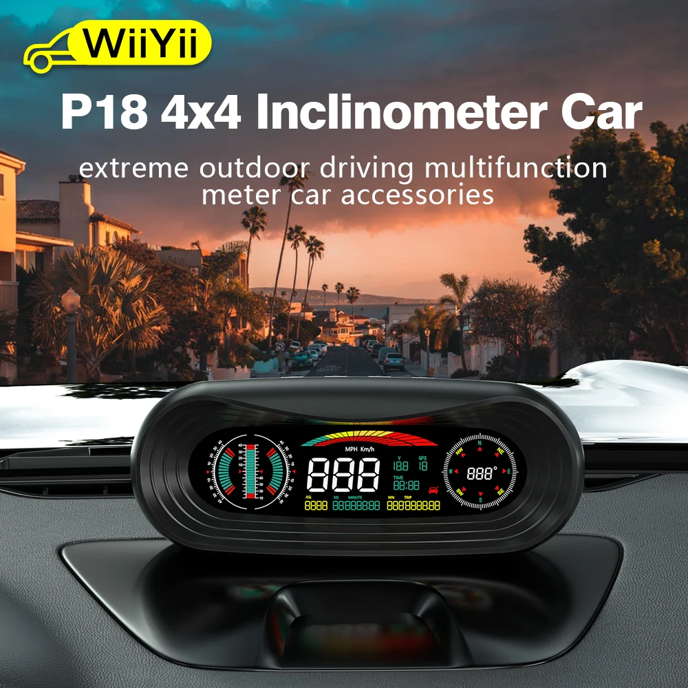 

WiiYii P18 GPS 4x4 Inclinometer off-Road HUD head Up Display Car Auto Tracker Speedometer Gradient Meter Tools for All Car