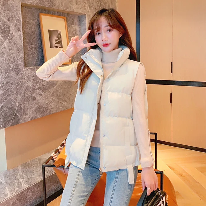 lightweight puffer jacket 2021 New Winter  Chalecos Para Mujer Winter Jacket Women Long Vests New Korean Stand-up Collar Cotton Waistcoat  Female Red down parka women