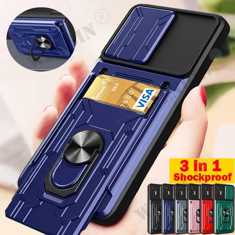 Luxury Shockproof Case with Rotation Metal Ring Stand and Card Slot