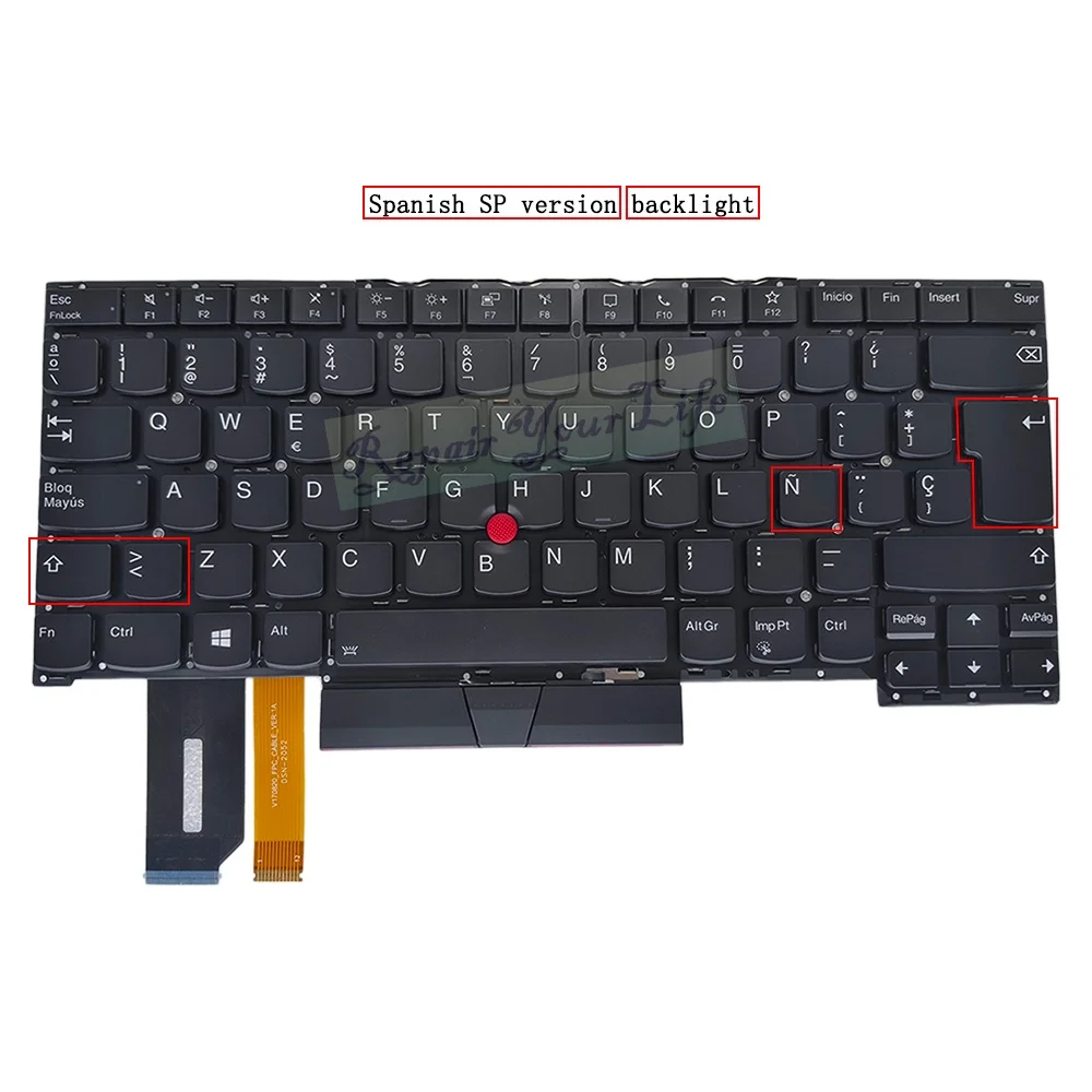 Teclado Retroiluminado Espanhol para Lenovo Thinkpad x1 Extreme 3rd Gen 20tk 20tl T14s T490s 20nx 20ny Sn20w85541 P3-uk85 V170820ek2 sp