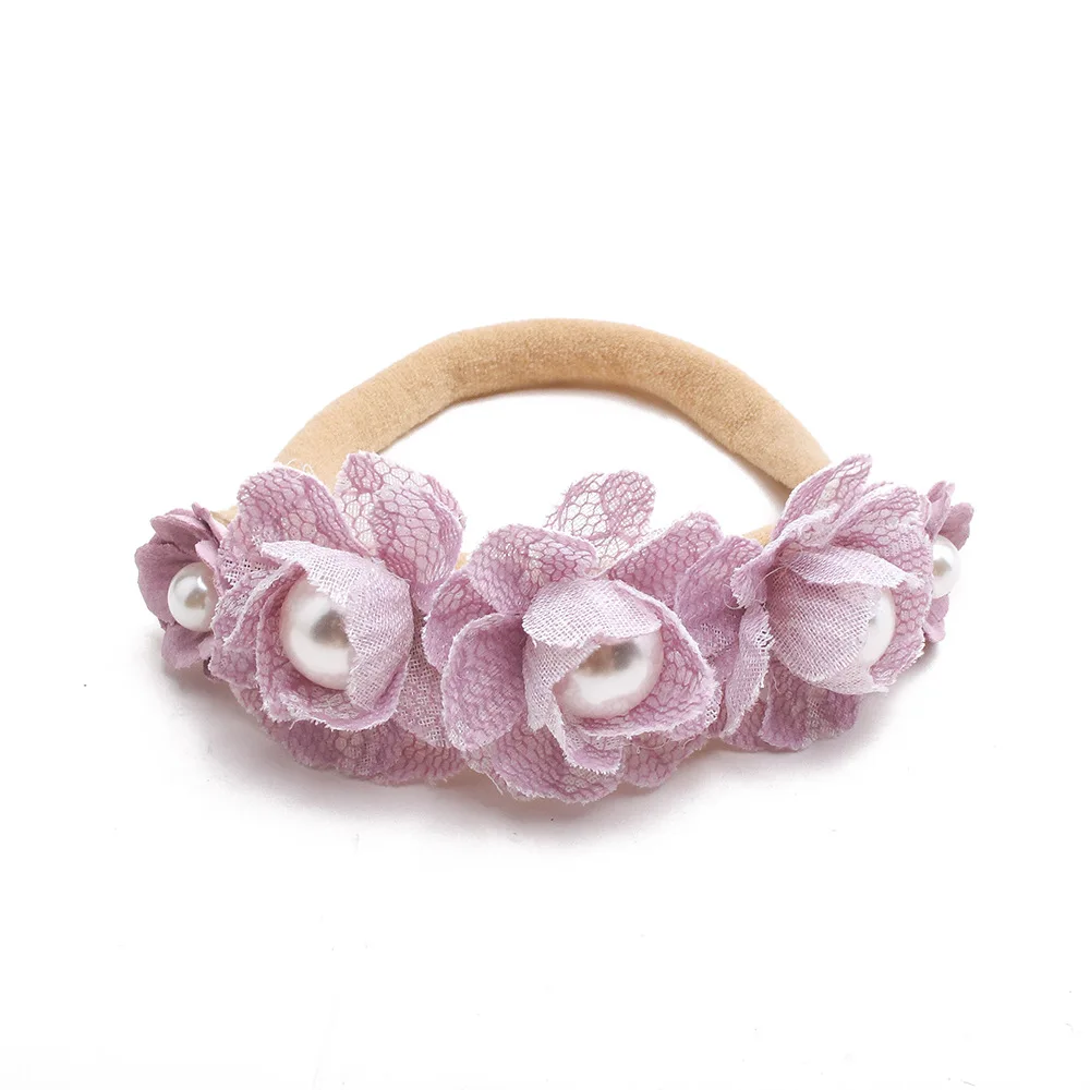 custom baby accessories Artificial Flower Baby Headband for Girls Nylon Hairband Soft Infant Kids Traceless Hair Accessories Toddler Bangdage baby stroller mosquito net Baby Accessories