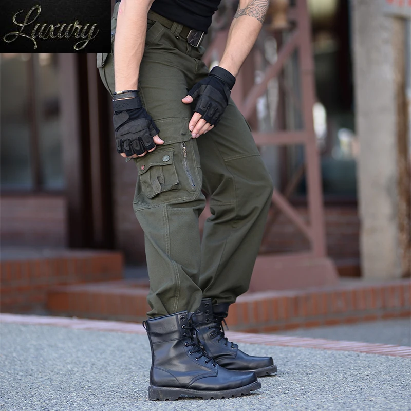 

Military Clothing Urban Tactical Pants Men Cotton SWAT Army Cargo Casual Many Pockets Zipper Soldier Combat Trousers Male