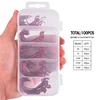 50-100 pcs/box Wide Crank Fishing Hooks Carbon Steel Offset Fishhook 3/0#-2# Bass Barbed Carp Fishing Hook For Soft Worm Lure 6