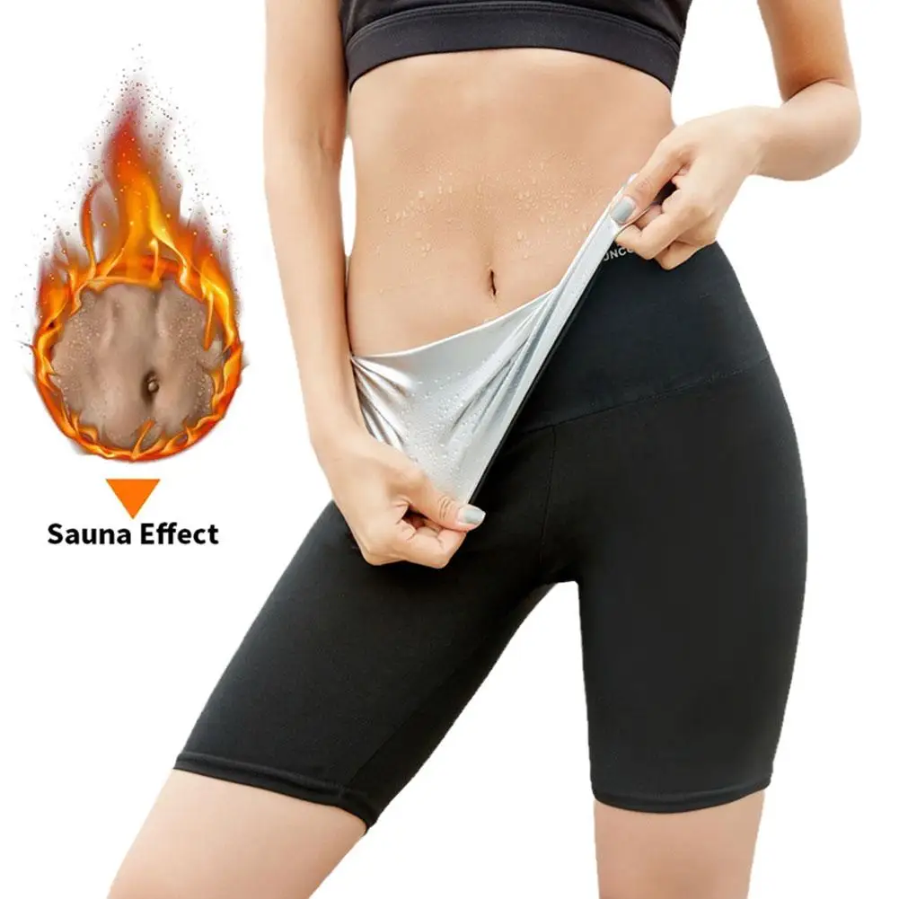 Abdomen Control Hip-Lifting Sweat Pants For Women Sauna Beam High Waist Body Fitness Breasted Five Point Shorts Vest U3F6