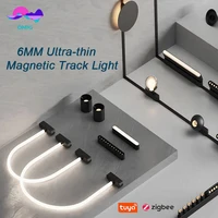 Surface Mount 6MM Ultra Thin Magnetic Track Light White Black Modern Linear Spotlight for Living Room Home Magnet Track Lamps 1
