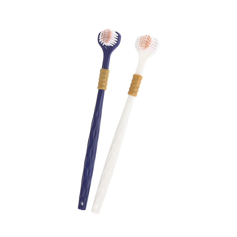 6개입 가족용 부드러운 칫솔모 3면 칫솔 - 효율적인 세척 3헤드 수동 칫솔