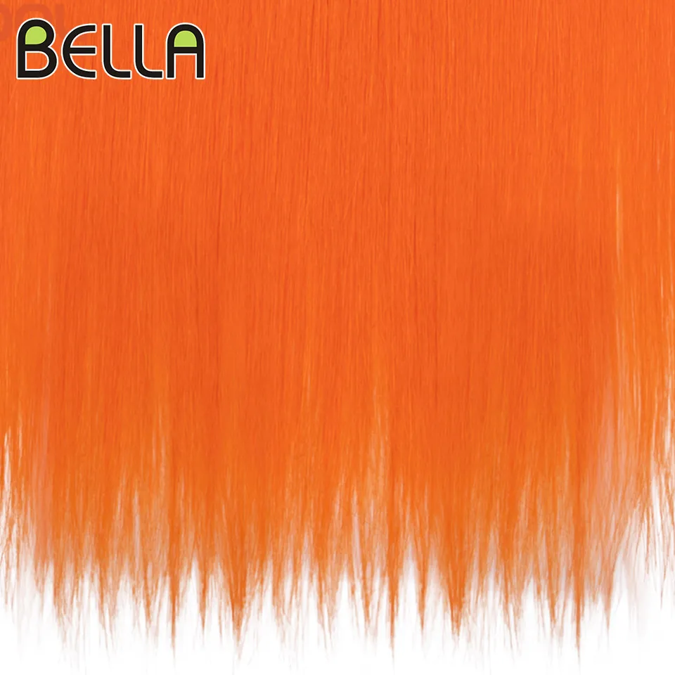 Bella Yaki Straight Hair Bundles hair extensions 36 Inch Synthetic Hair Ombre Orange Weave High Temperature Fiber Ponytail Extensions