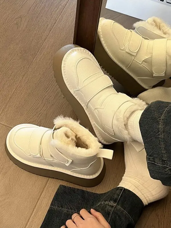 2024 NEW Winter new warm women's thick-soled boots real sheepskin wool warm women's elevated shoes thick-soled luxury snow boots