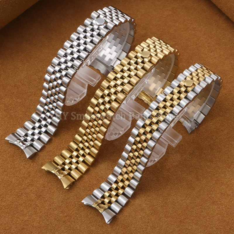 Curved End Stainless Steel Watch Strap Replacement Bracelet