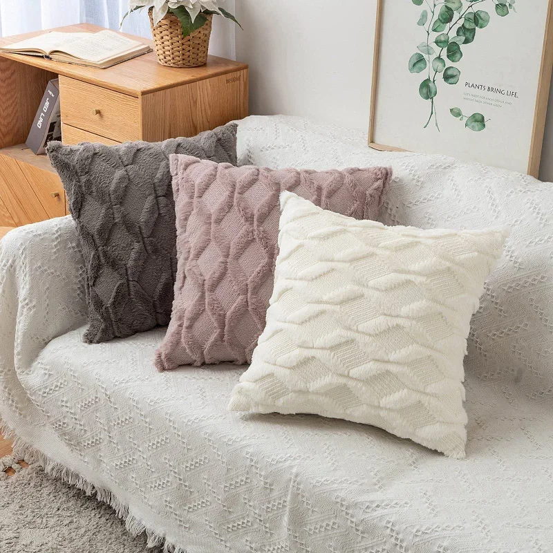 

Cushion Cover Plush Pillow Cover for Sofa Living Room Grometric Housse De Coussin 45*45 Decorative Pillows Nordic Home Decor