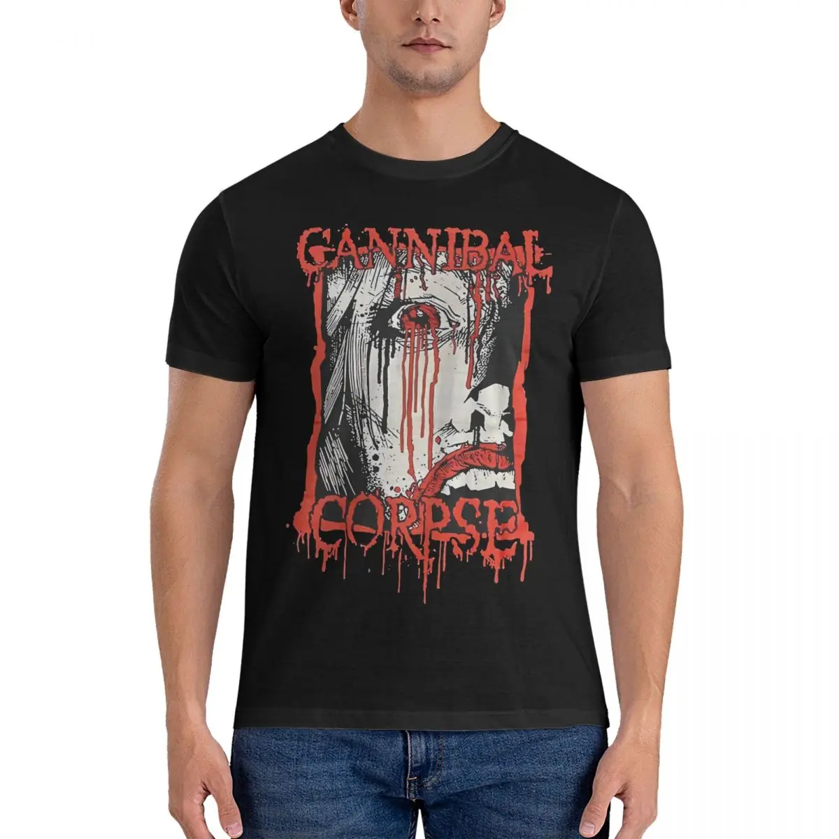 

Man Was Crying T-Shirt for Men Cannibal Corpse Novelty Cotton Tee Shirt O Neck Short Sleeve T Shirt Gift Idea Clothing