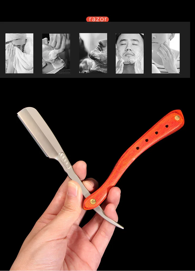 1 stücke Professionelle Manuelle Rasierer Gerade Kante Edelstahl Sharp Barber Klinge Rasierer Klapp Rasieren Bart Cutter Mit Klinge – Detail 2