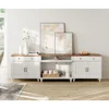 Buffet Cabinet with 4 Doors and 2 Drawers,Wood Kitchen Storage Cabinets, Farmhouse Sideboard Credenza with 2 Open Shelves 3