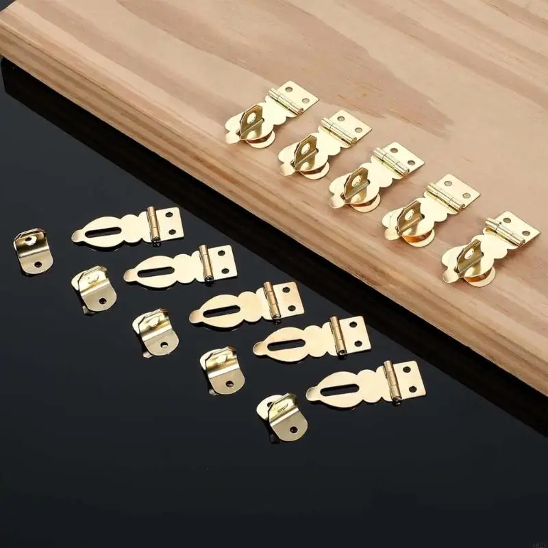 462F 6pcs Gold Hasp lock Mini Brass Latches Decorative Latches for Cabinets & Luggage