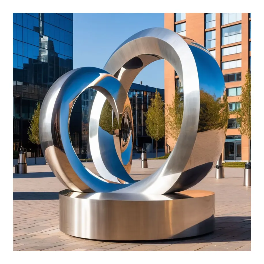 Wholesale contemporary red heart sculpture mall stainless steel 3