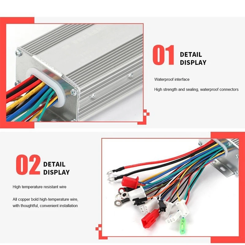 48V 60V 500W Sinusoidal Brushless 12 Tube Controller For Electric Bicycle E-Scooter Motorcycle