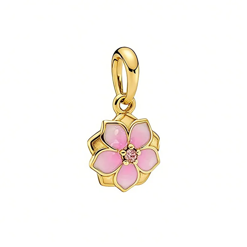 인기 있는 골드 스파클링 플라워 시리즈 참 비즈 펜던트 클립, 오리지널 유럽식 스네이크 본 팔찌 액세서리 주얼리 선물에 적합