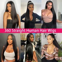 13x4 13x6 360 HD Transparent Lace Frontal Human Hair Wigs Brazilian Bone Straight Wigs Full Lace Frontal Wig For Women Pre Pluck 6