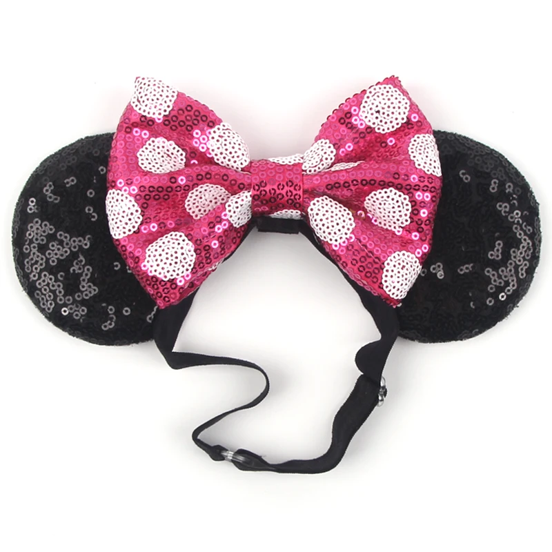 2026 3,3" Minnie Mickey Ohren Elastische Stirnbänder Neugeborenen Mode Glitzer Verstellbares Haarband Baby DIY Haaraccessoires – Detail 18