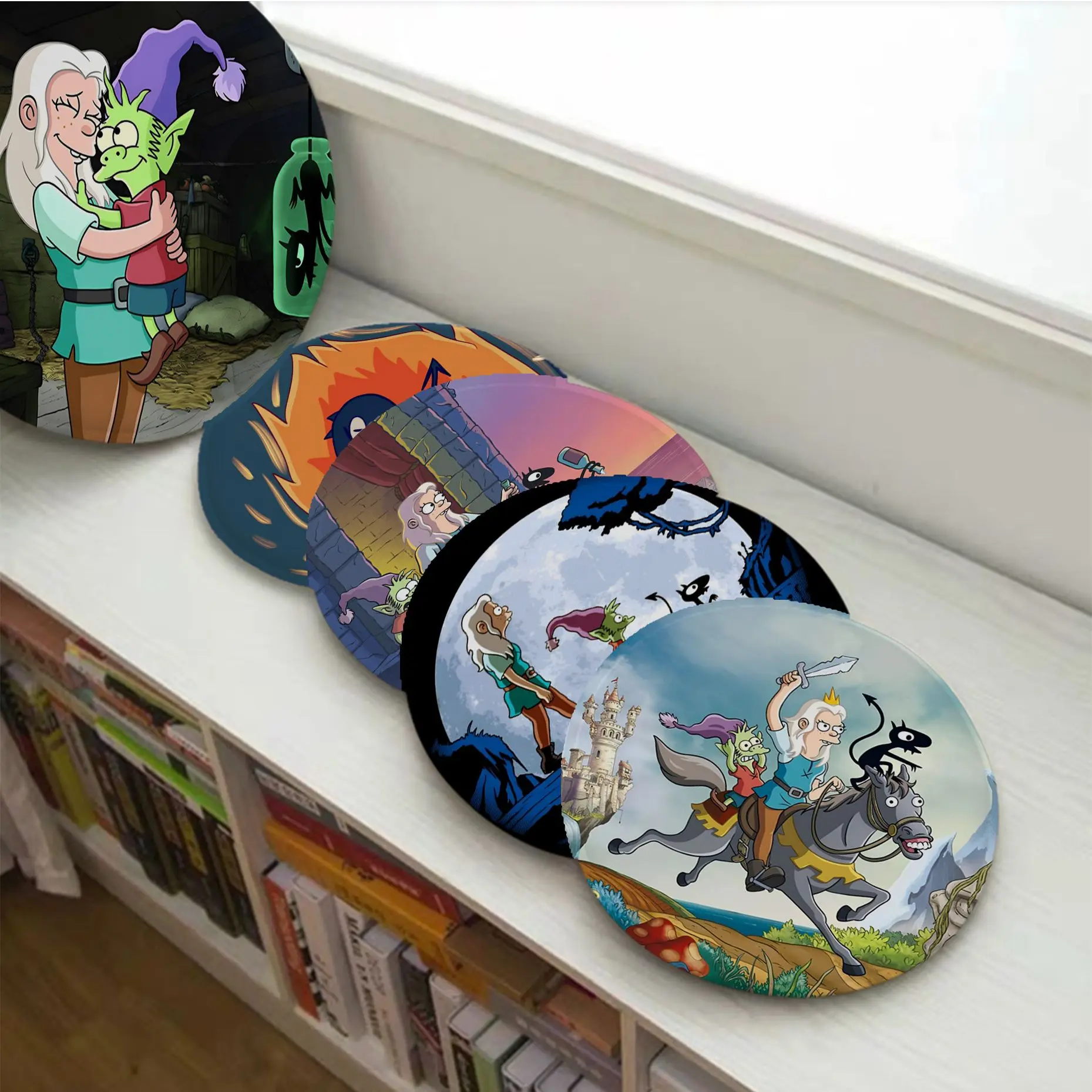

Anime Disenchantments Cushion Mat Nordic Printing Fabric Cushion Non-slip Living Room Sofa Decor Stool Tatami Office Seat Mat