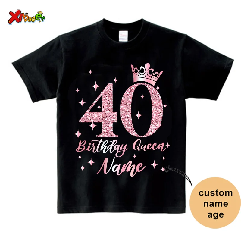 30th Birthday Queen Shirt Family Matching Outfit Pink Crown Birthday Crew Shirt 20th Party Custom Name Shirt 40th Birthday Squad 3