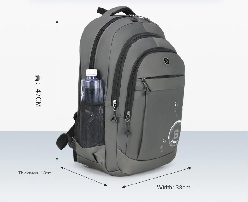 Neuer trendiger Rucksack für Studenten, Reiserucksack, koreanischer Stil, Unisex, Business-Casual-Laptoptasche, verdickte doppelte Umhängetaschen – Detail 11