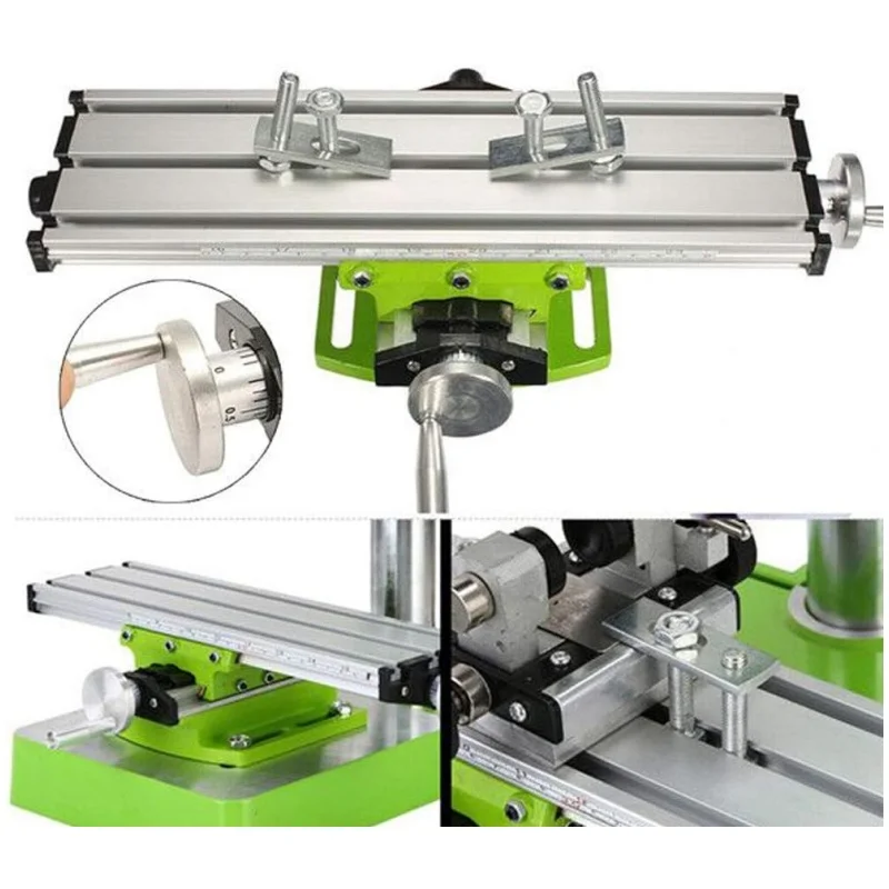 Worktable Mini Precision Milling Machine BG-6300 Multifunction Bench Drill Vise Fixture Drill Table X and Y-axis Adjustable
