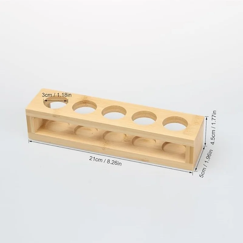 5 Holes Wood Essential Oil Storage Rack Lipstick Perfume Nail Polish Table Display Stand fits 15/10/5ml Bottles Farmhouse Decor 6