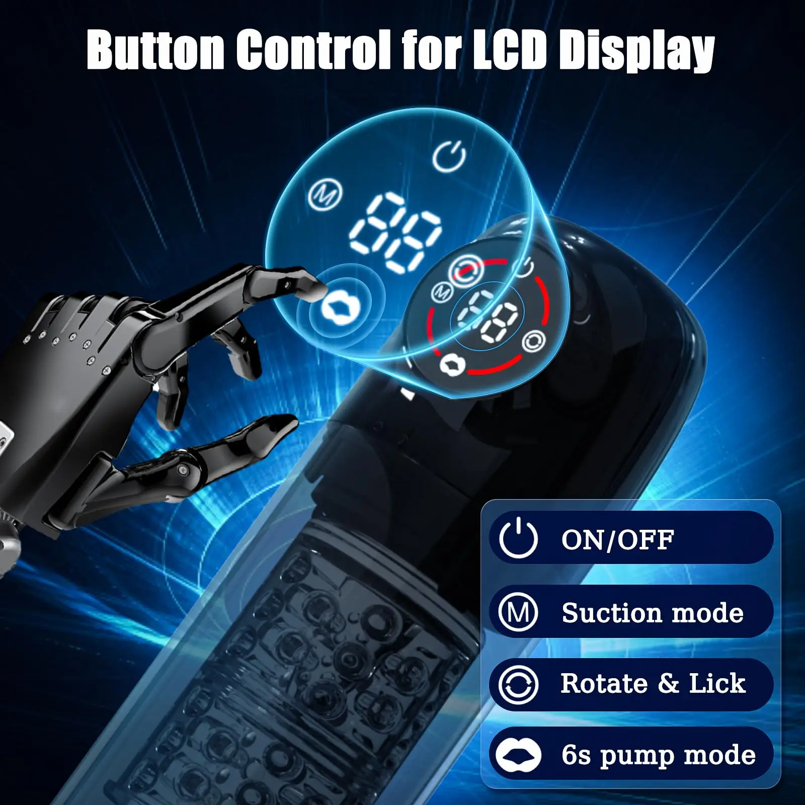 LCD Automatic Rotation Male Masturbator Sucking Licking 6s Vacuum Penis Pump Water SPA Real Pocket Pussy Sex Toys For Men 18